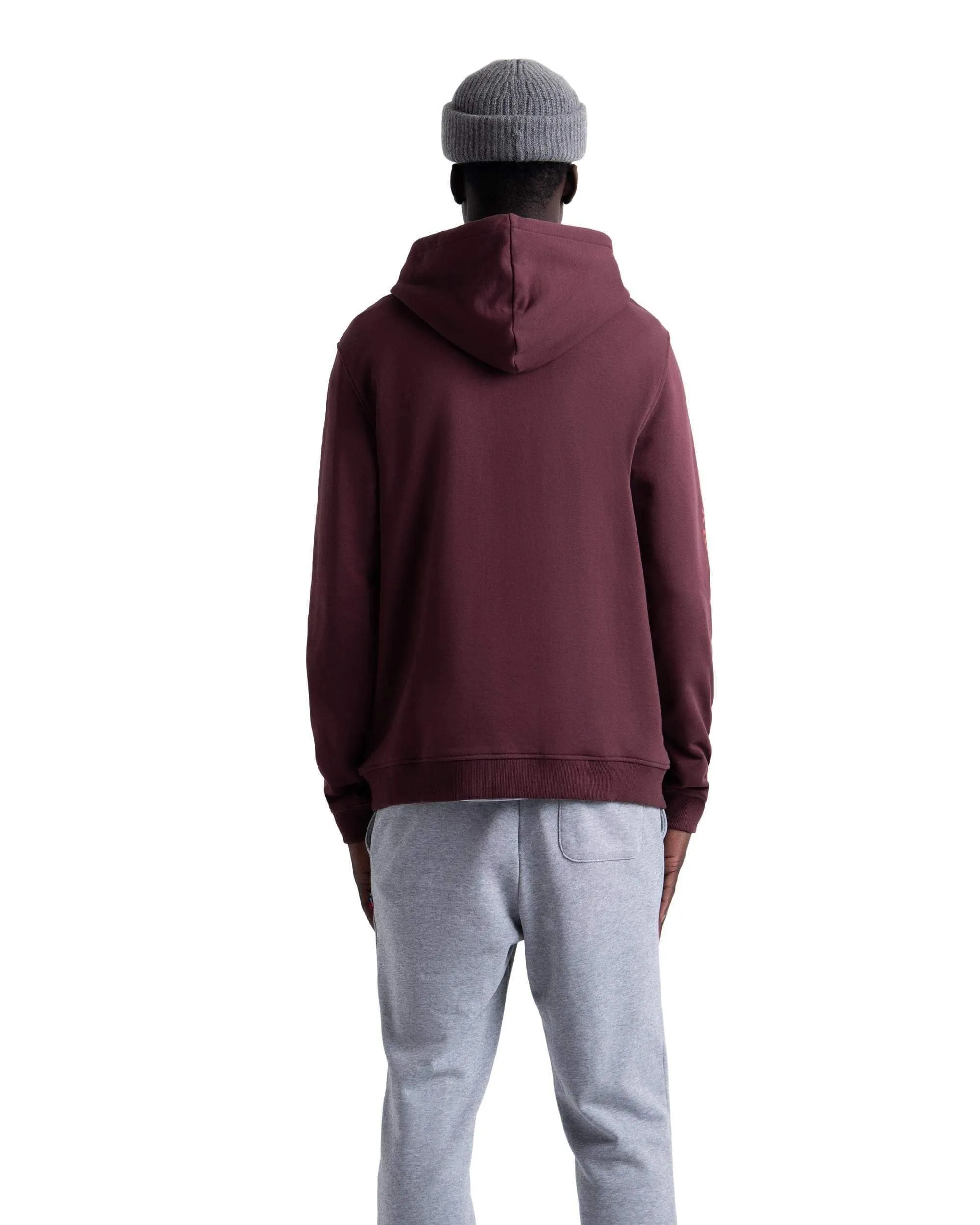 Pullover Hoodie Sleeve Print Plum/Mineral Red