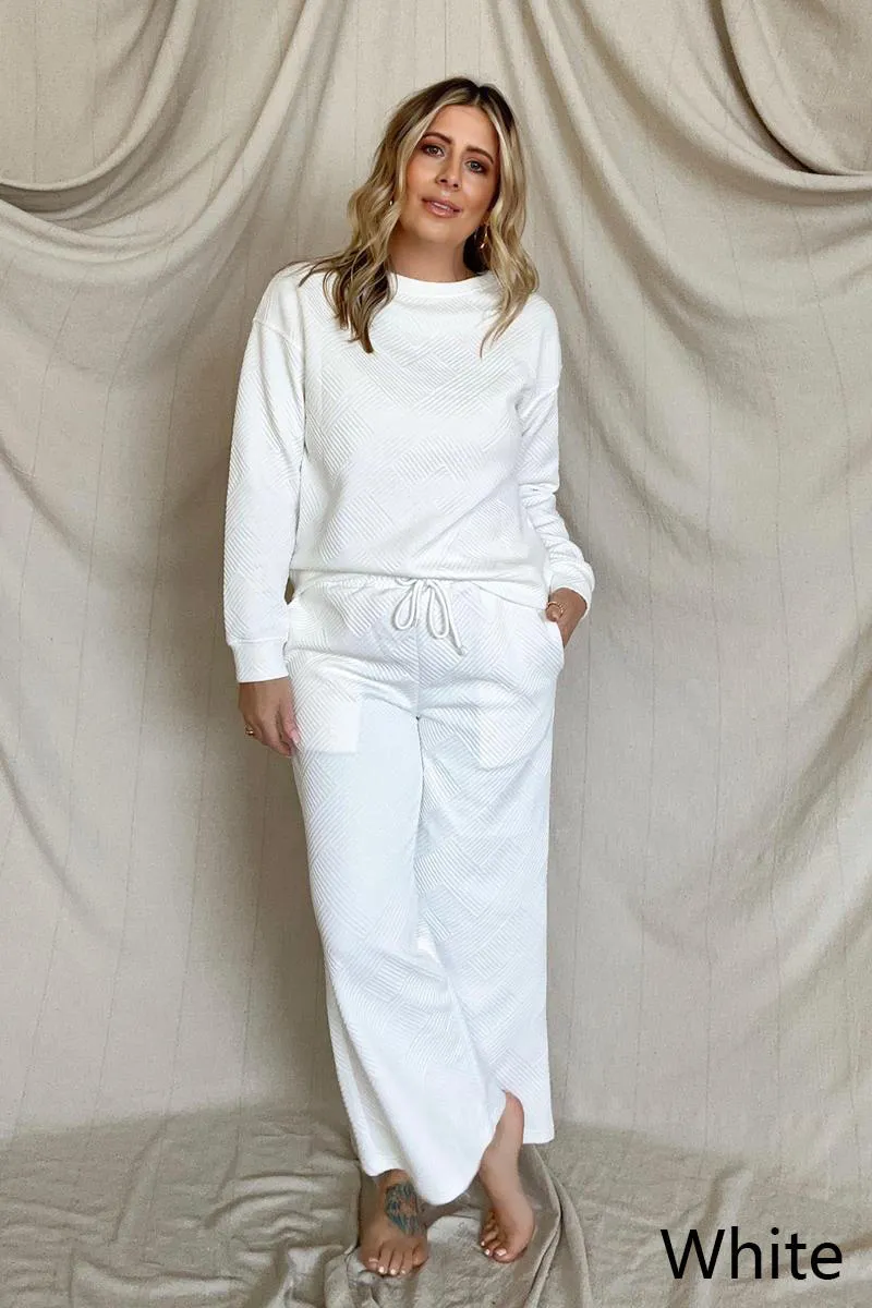 Relaxed Fit Embossed Print Knit Outfit Set - 2 colors