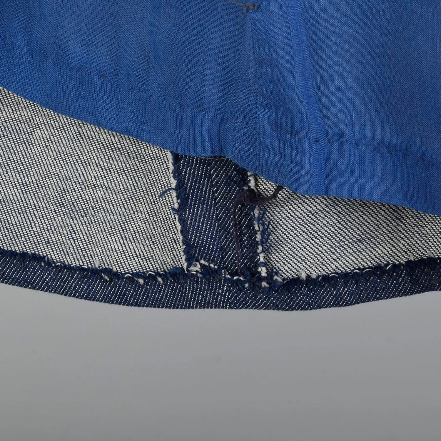 Small 1970s Denim Trench Coat  Double Breasted Knee Length Jean Jacket