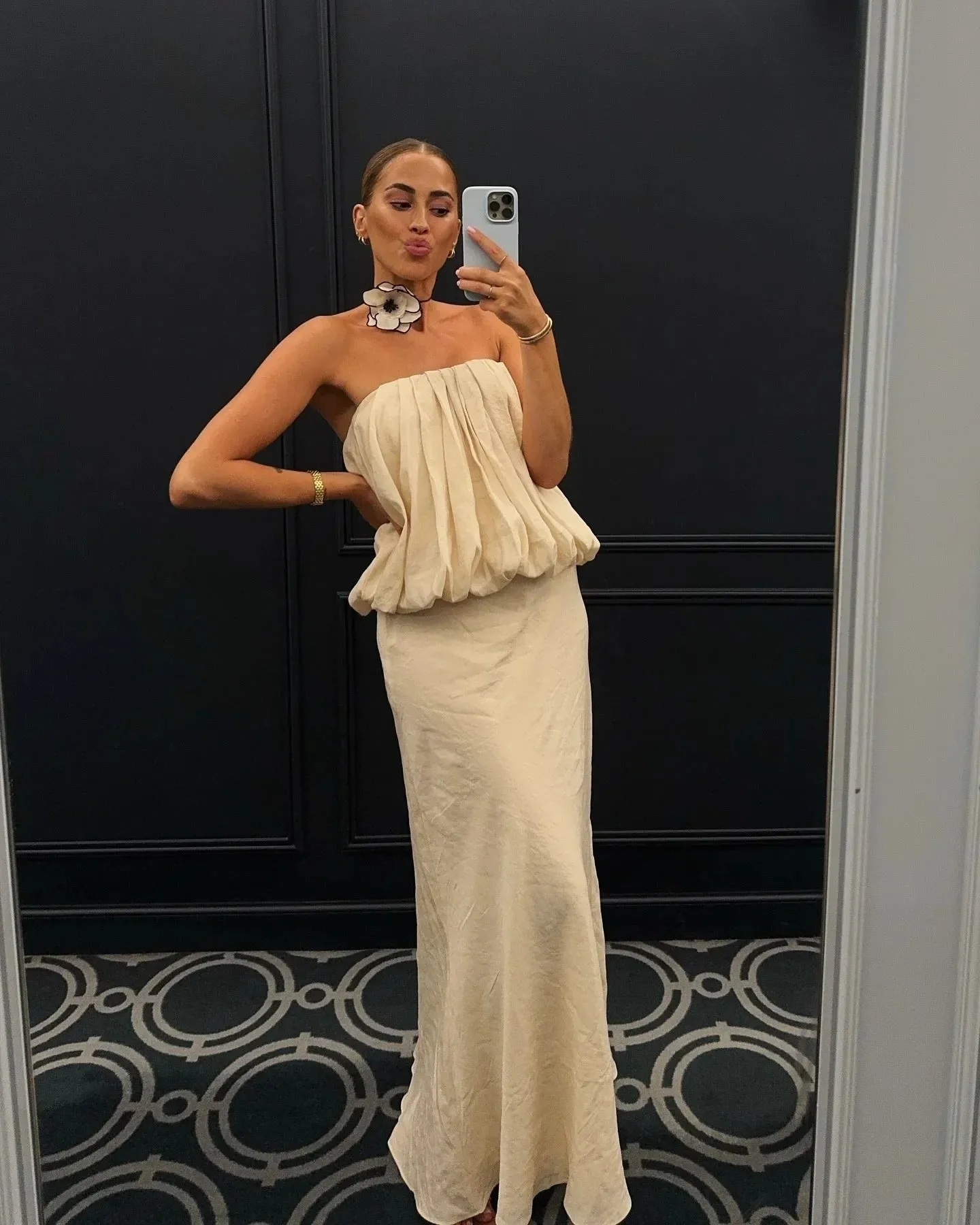 TAVIMART  -  Folded Ruffles Strapless Top Women Suits Chic Sleeveless Short Top Maxi Skirt 2 Pieces Set 2024 Summer Lady Highstreet Outfits