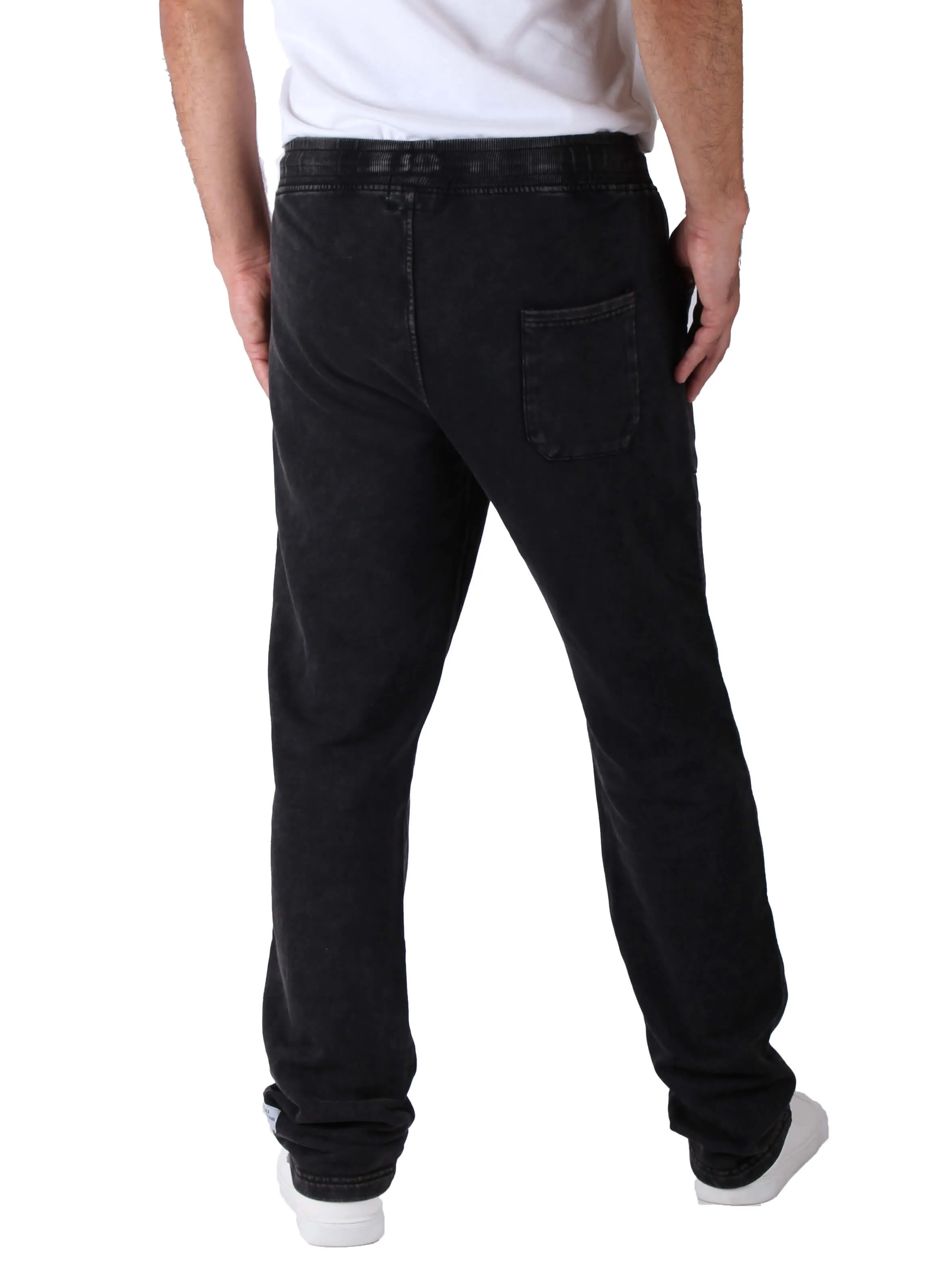 Unisex Washed Straight-Fit Sweatpants - Black