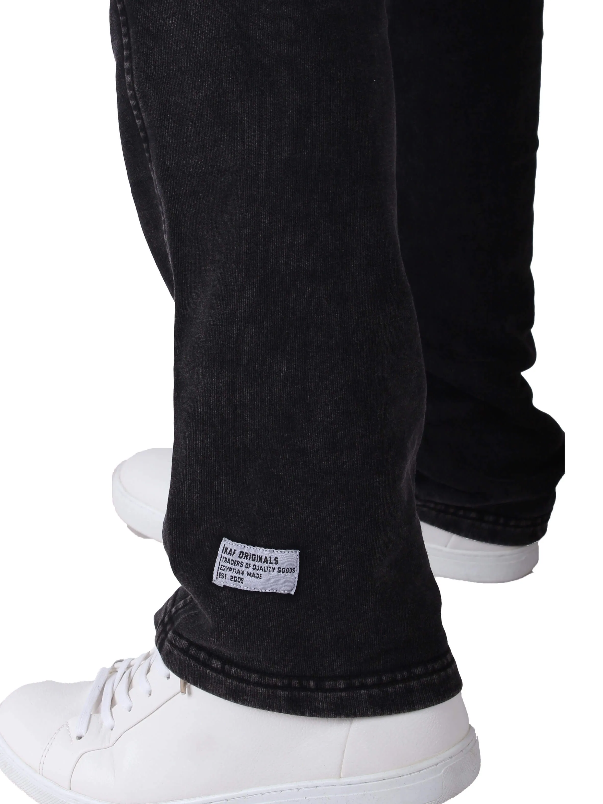 Unisex Washed Straight-Fit Sweatpants - Black