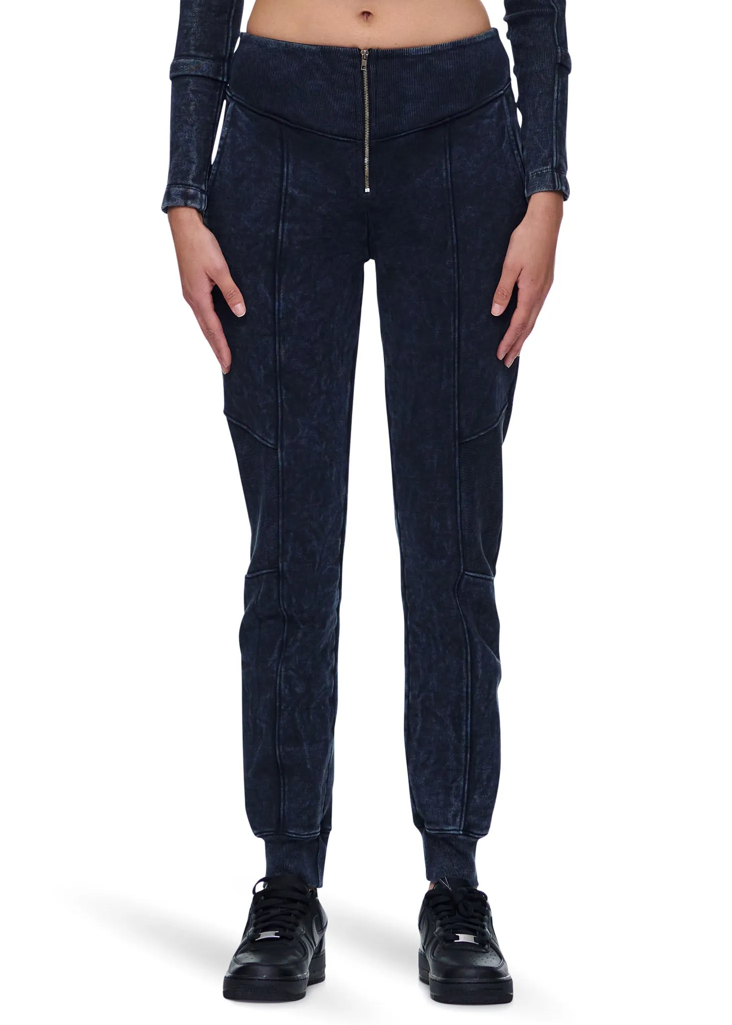 VIAVIA Ribbed Sweat Pant In Washed Navy