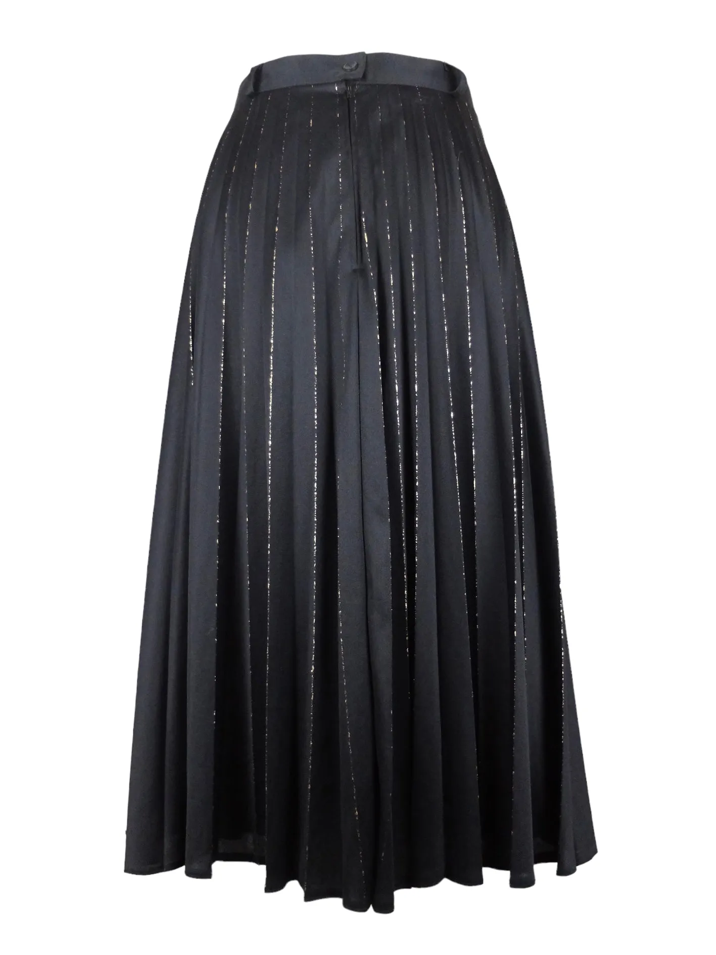 Vintage 80s Black & Gold Chic Formal High Waisted Pleated A-Line Maxi Skirt | 28 Inch Waist