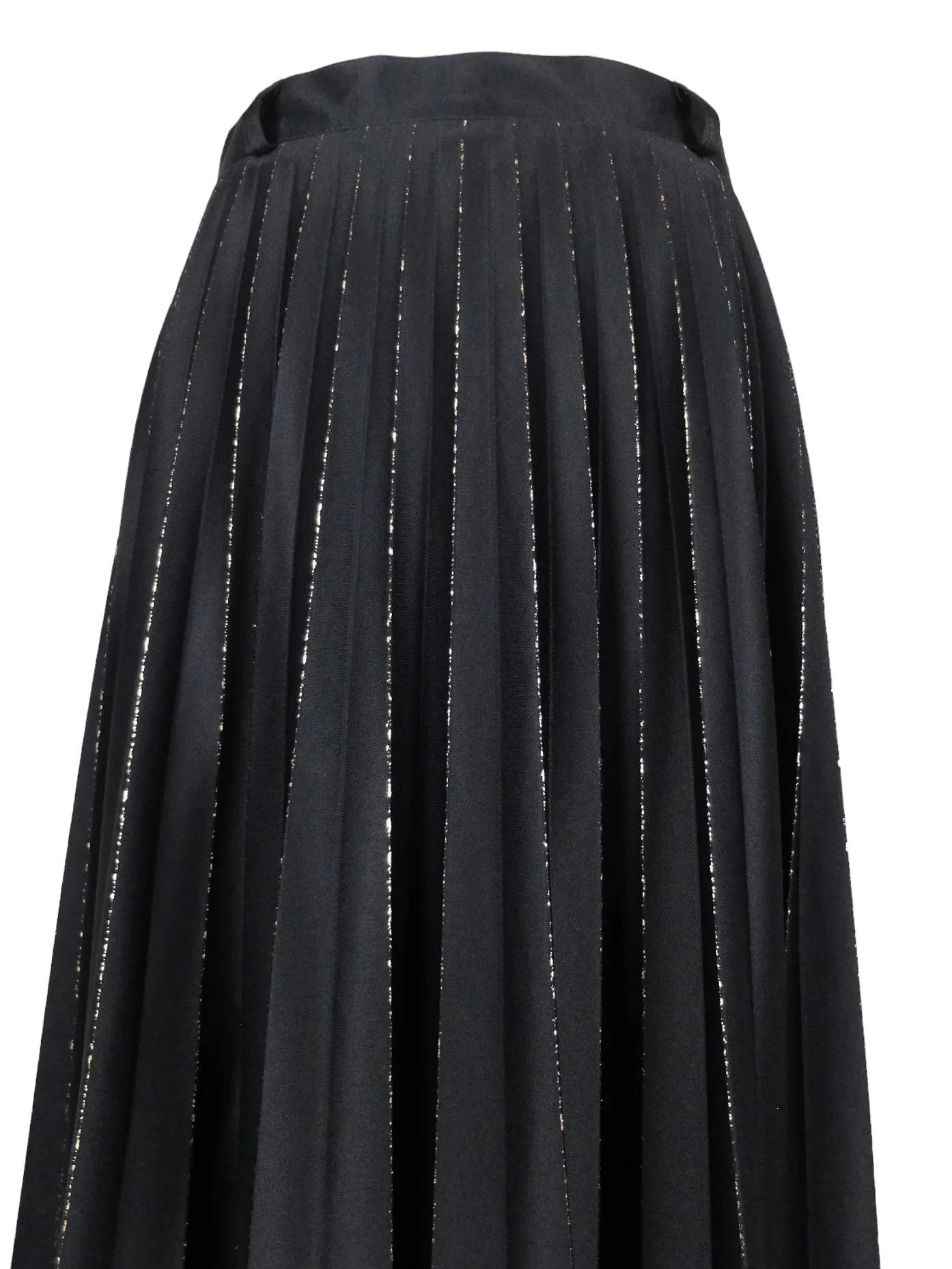 Vintage 80s Black & Gold Chic Formal High Waisted Pleated A-Line Maxi Skirt | 28 Inch Waist