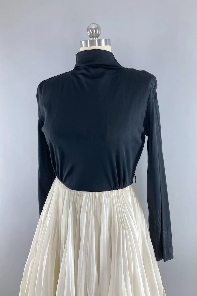 Vintage Black and White Chiffon Party Dress