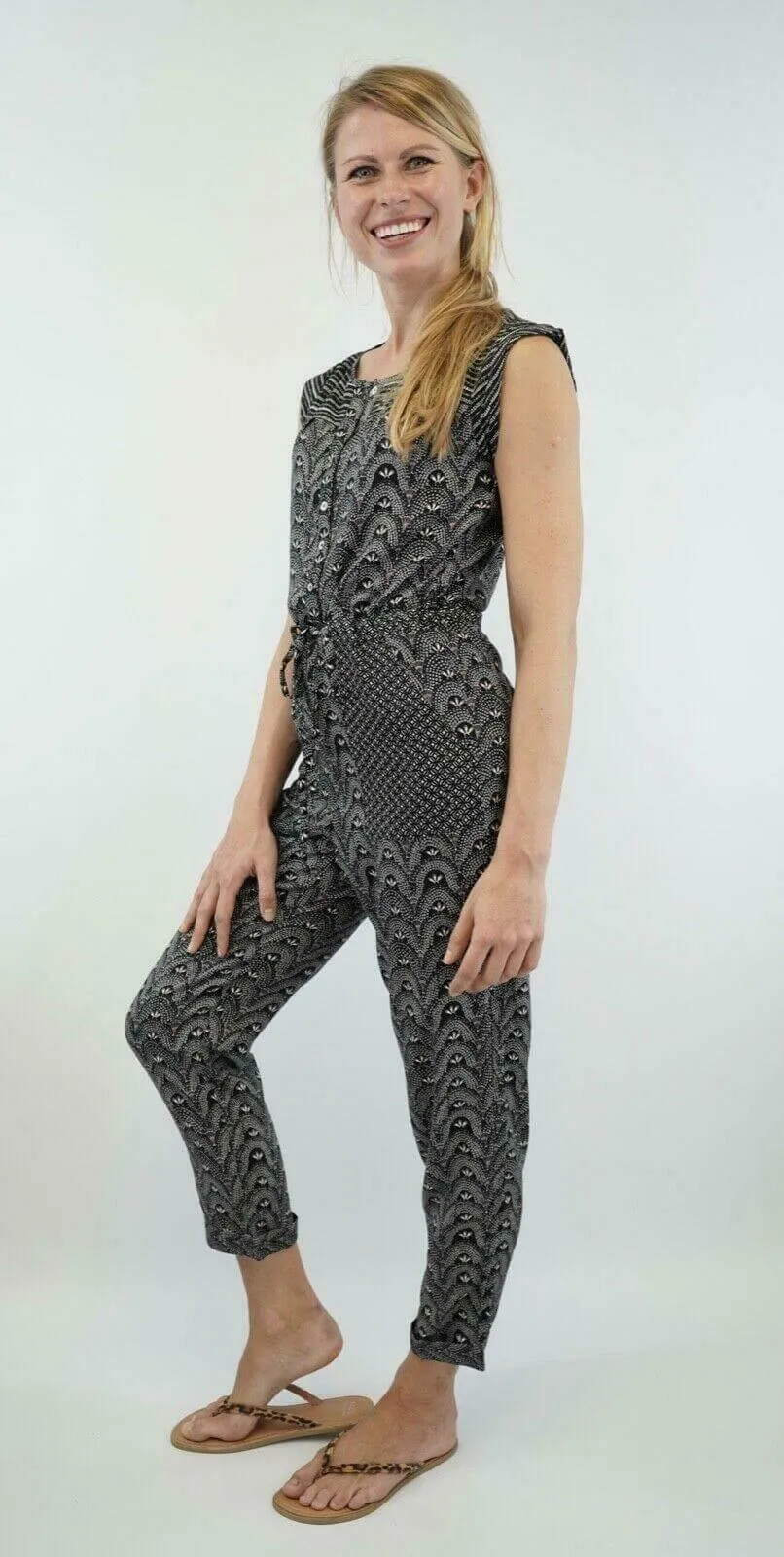 White Stuff Darcy Sleeveless Slim Leg Lightweight Cotton Jumpsuit