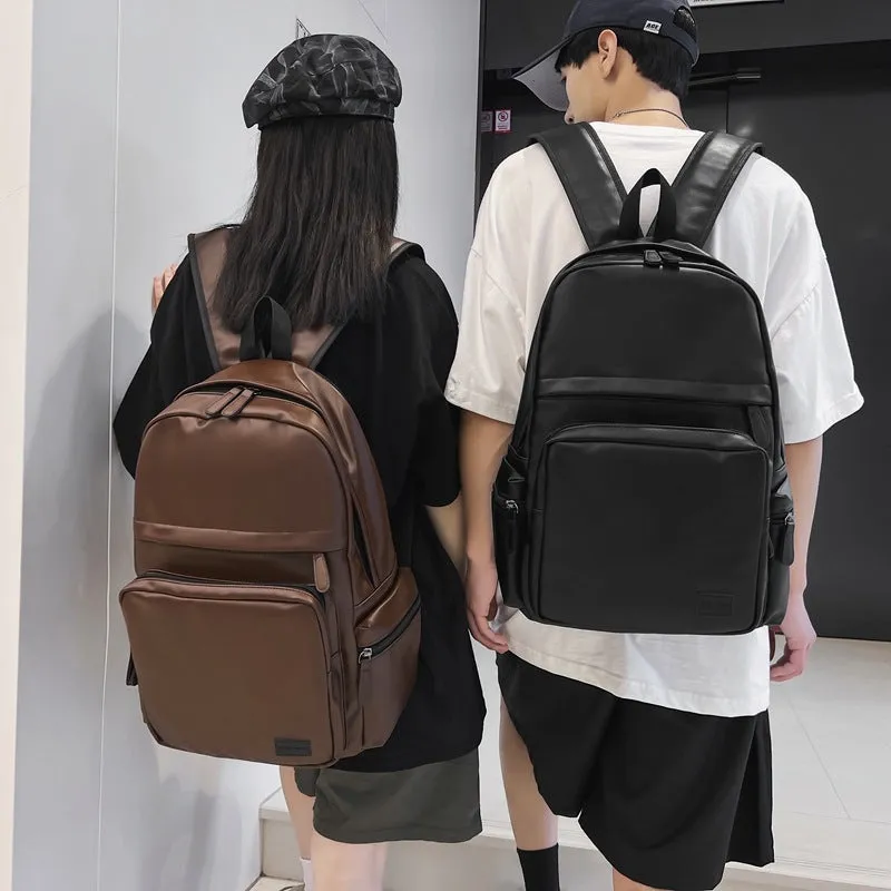 Wholesale  New Backpack Fashion Pu Bag Computer Bag Large Capacity Schoolbag for Men Simple Casual Backpack