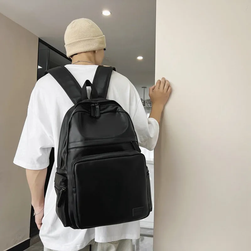 Wholesale  New Backpack Fashion Pu Bag Computer Bag Large Capacity Schoolbag for Men Simple Casual Backpack