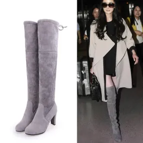 Wish  New HOTan and NEWn over-the-Knee Boots High Heel Chunky Heel plus Size Women's Boots Foreign Trade in Stock