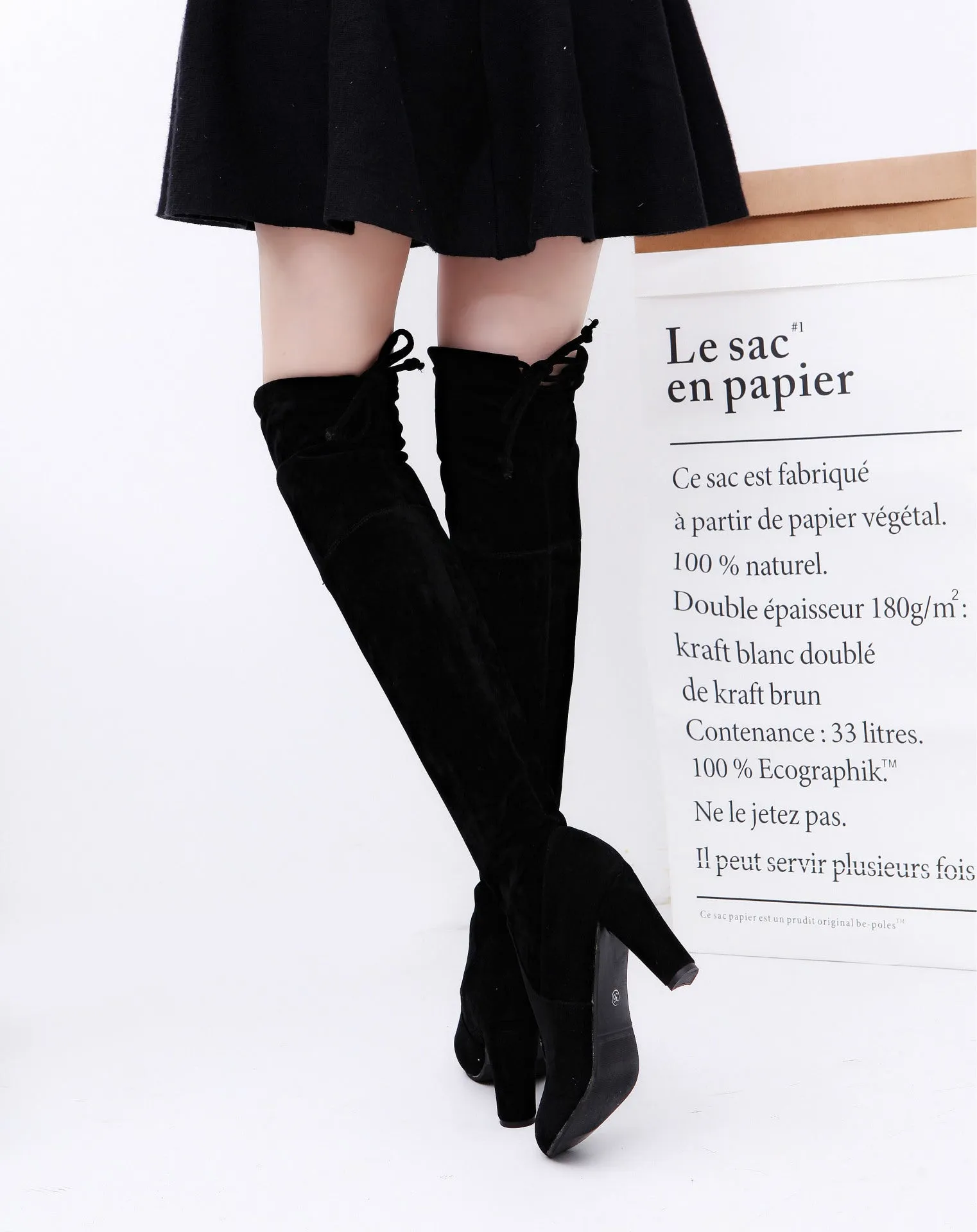 Wish  New HOTan and NEWn over-the-Knee Boots High Heel Chunky Heel plus Size Women's Boots Foreign Trade in Stock