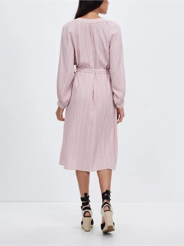 Women's 2023 Casual Long Sleeve Crew Neck High Waist Smocked Flowy Tiered Midi Dress by Kaja Clothing - Wilma Dress