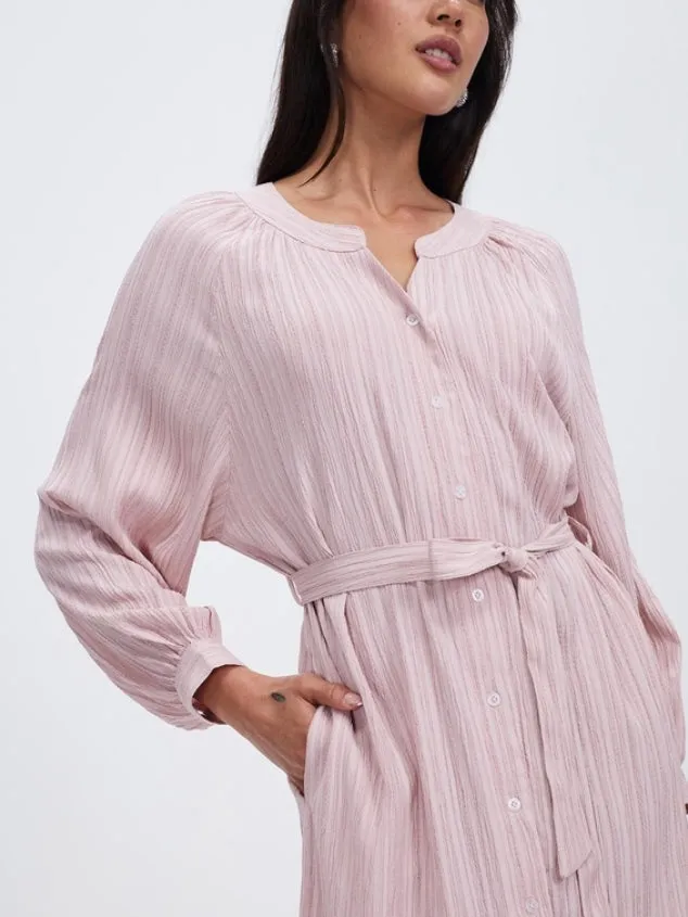 Women's 2023 Casual Long Sleeve Crew Neck High Waist Smocked Flowy Tiered Midi Dress by Kaja Clothing - Wilma Dress