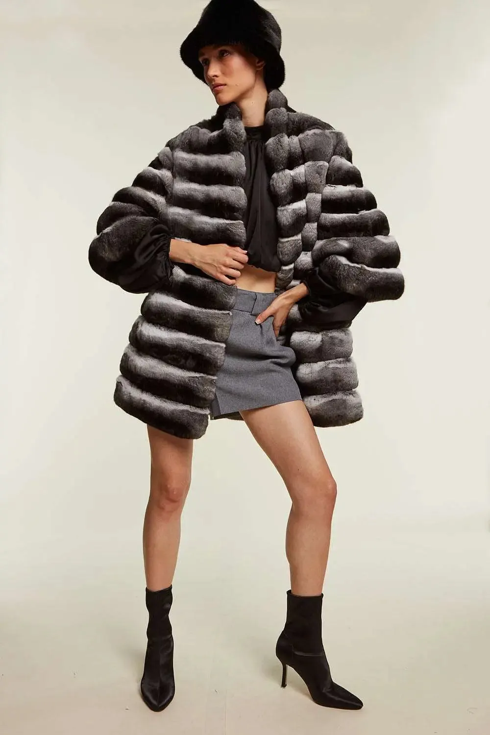 Women's chinchilla fur coat